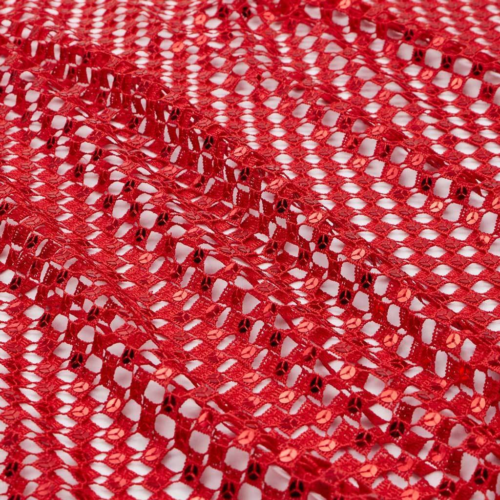 Chequered Knitted Lace Sequin Fabric | Blue Moon Fabrics - Image 4