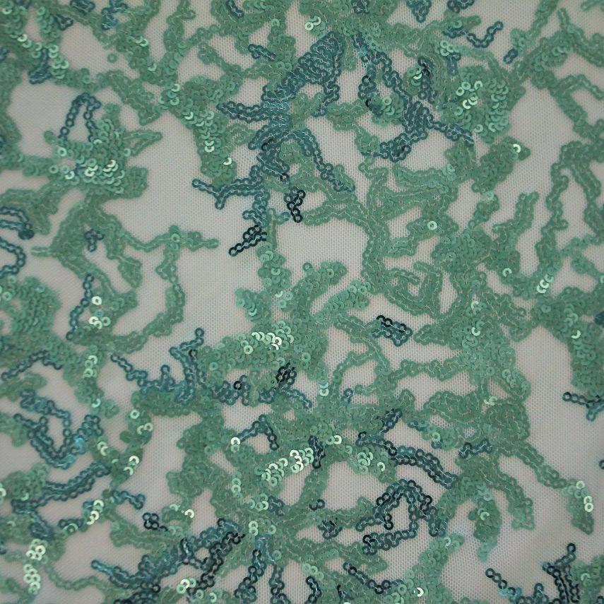 Coral Reef Stretch Mesh Sequin Fabric | Blue Moon Fabrics - Image 4