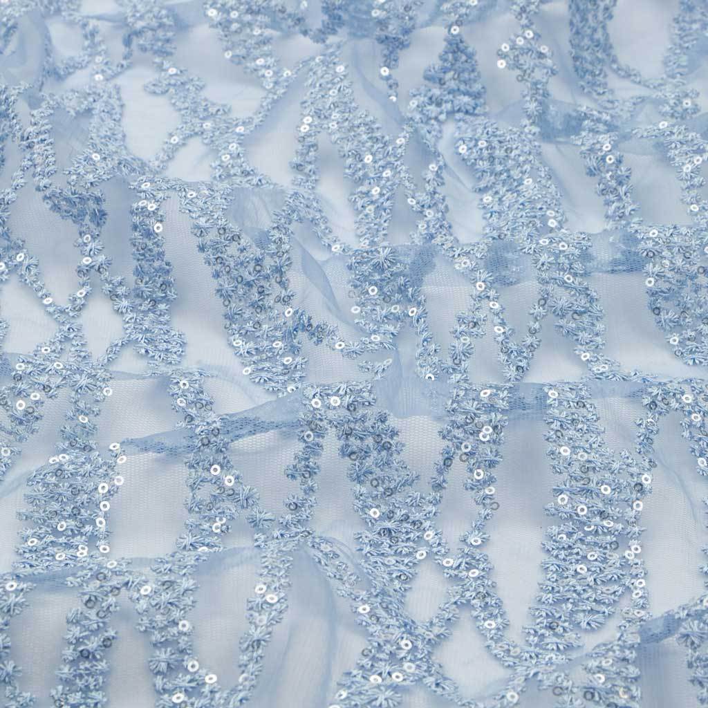 Forget Me Not Embroidered Mesh Fabric | Blue Moon Fabrics - Image 3