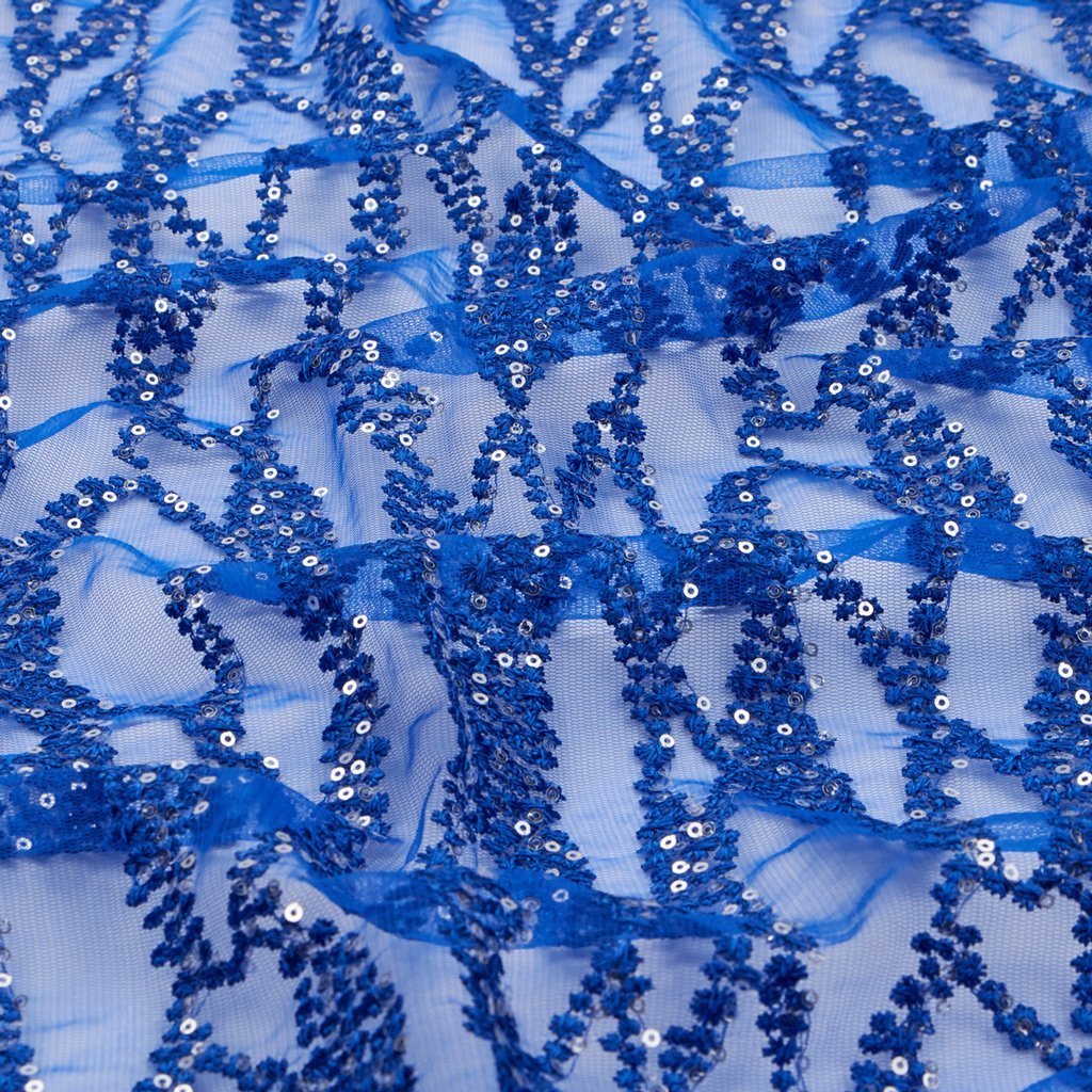 Forget Me Not Embroidered Mesh Fabric | Blue Moon Fabrics - Image 4
