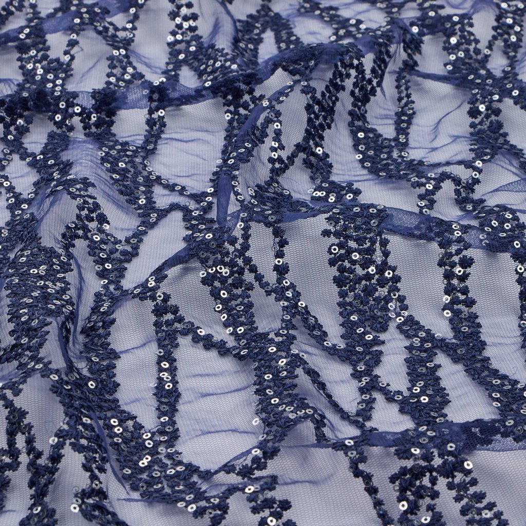 Forget Me Not Embroidered Mesh Fabric | Blue Moon Fabrics - Image 5