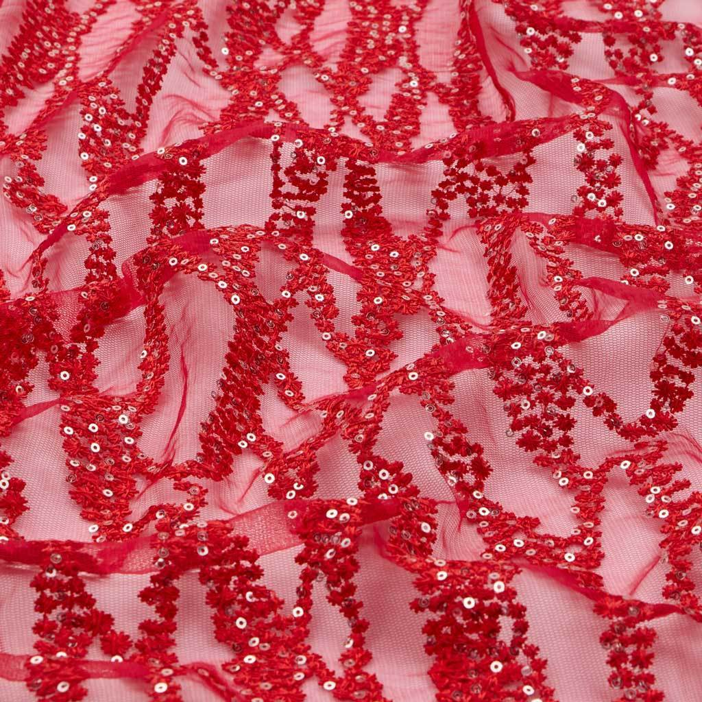 Forget Me Not Embroidered Mesh Fabric | Blue Moon Fabrics - Image 7