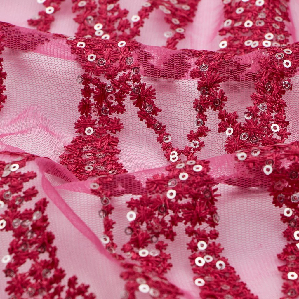 Forget Me Not Embroidered Mesh Fabric | Blue Moon Fabrics - Image 8