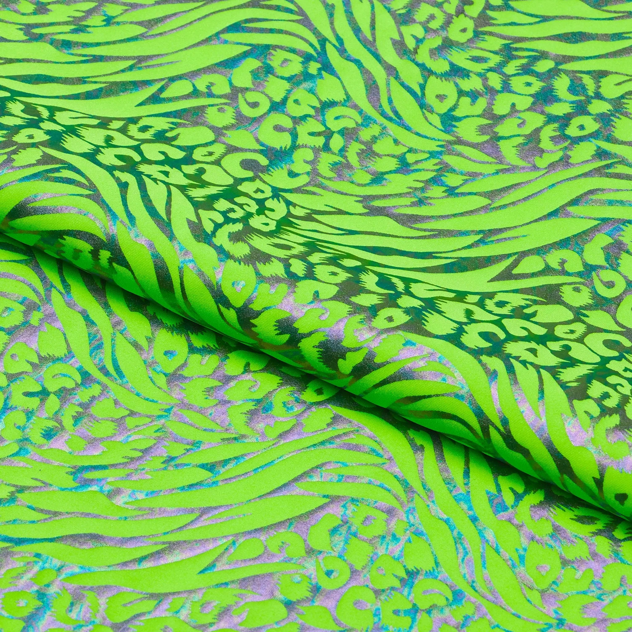 Funky Leopard Hologram Spandex Fabric | Blue Moon Fabrics - Image 2