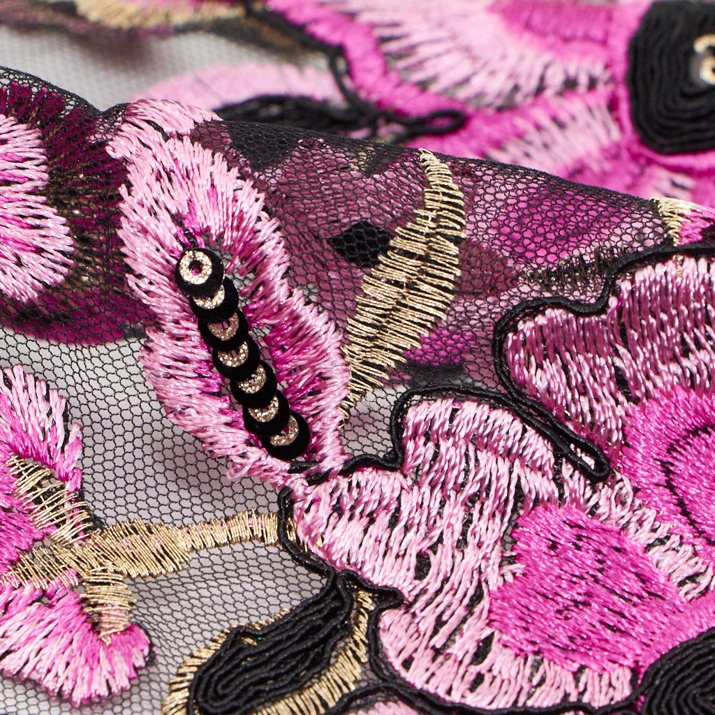 Genevieve Embroidered Mesh Fabric | Blue Moon Fabrics - Image 3