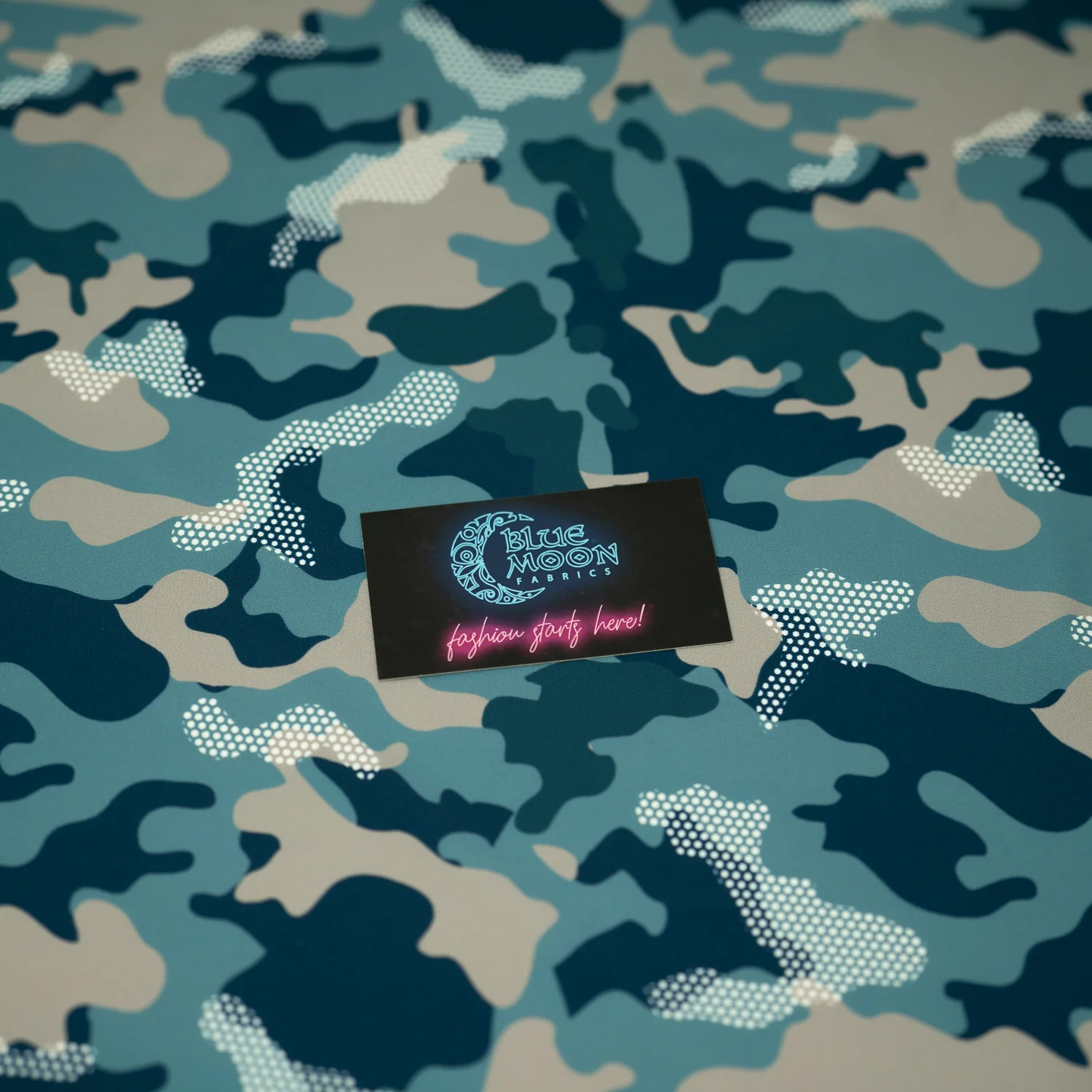 Fiji Camouflage Printed Spandex Fabric | Blue Moon Fabrics - Image 6