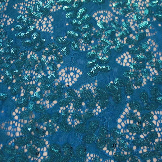 Wisteria Stretch Lace Sequin Fabric | Blue Moon Fabrics - Image 7